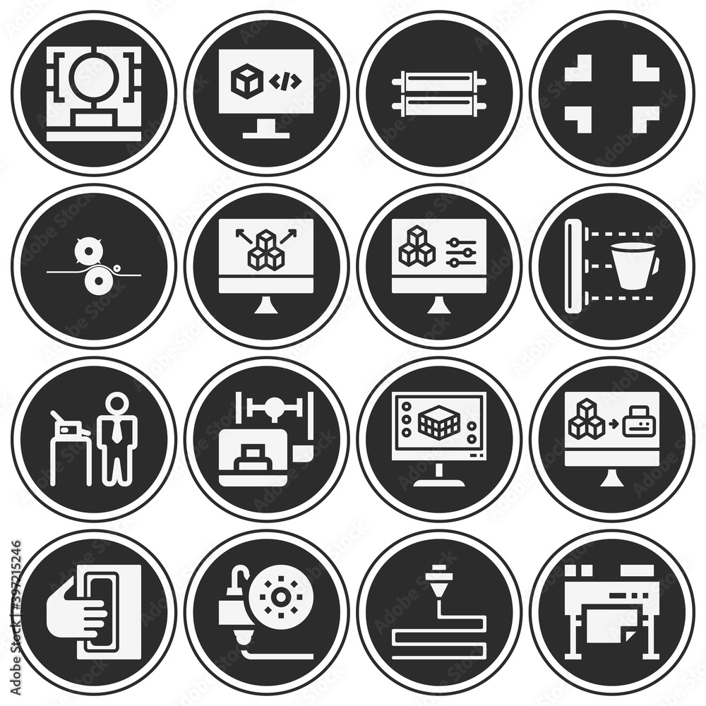 16 pack of printers filled web icons set 16 pack of printers filled web icons set