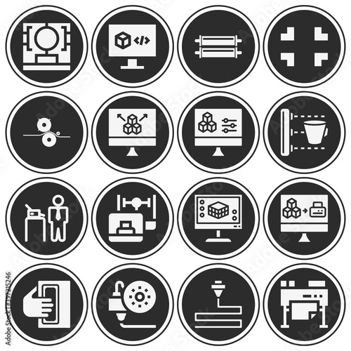 16 pack of printers  filled web icons set