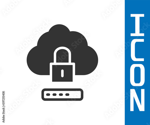 Grey Cloud computing lock icon isolated on white background. Security, safety, protection concept. Protection of personal data. Vector.