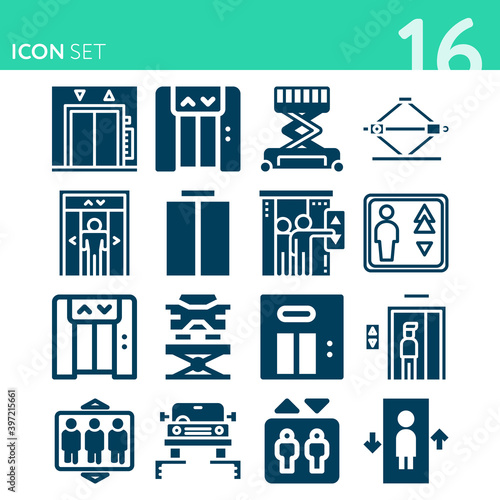 Simple set of 16 icons related to horizontal tail