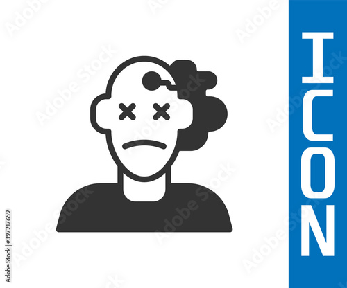 Grey Murder icon isolated on white background. Body, bleeding, corpse, bleeding icon. Concept of crime scene. Vector.
