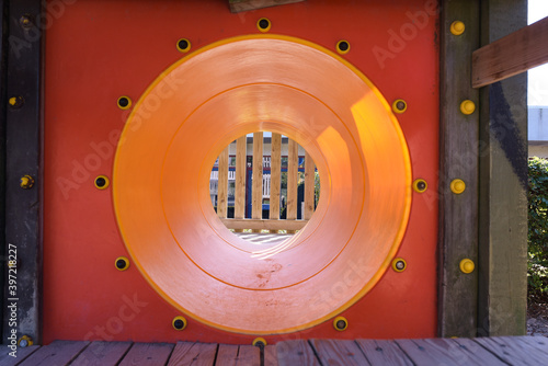 Space themed tube at playground photo