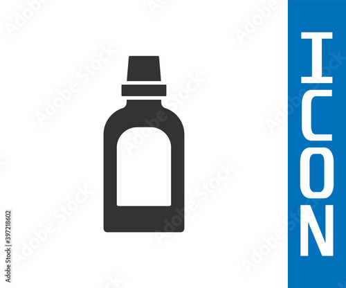 Grey Plastic bottle for laundry detergent, bleach, dishwashing liquid or another cleaning agent icon isolated on white background. Vector.