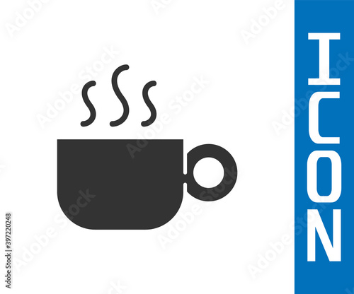 Grey Coffee cup icon isolated on white background. Tea cup. Hot drink coffee. Vector.