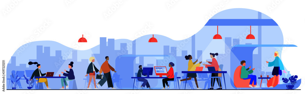 Office background with people working
