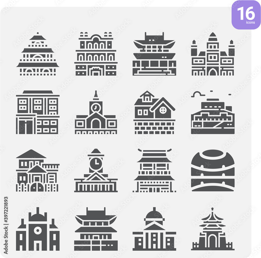 Simple set of mansion house related filled icons. Simple set of mansion house related filled icons.