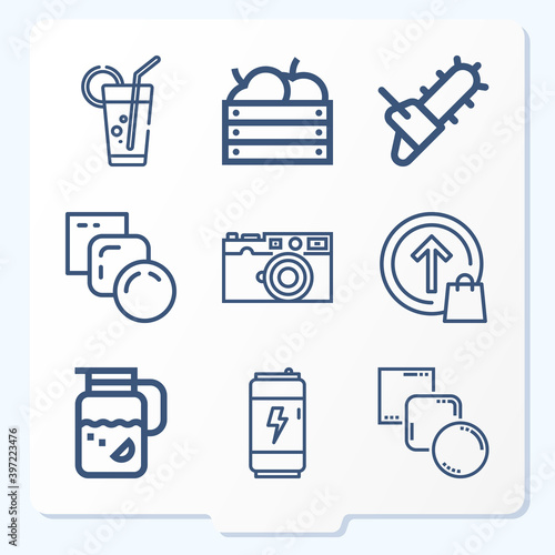Simple set of 9 icons related to absorb