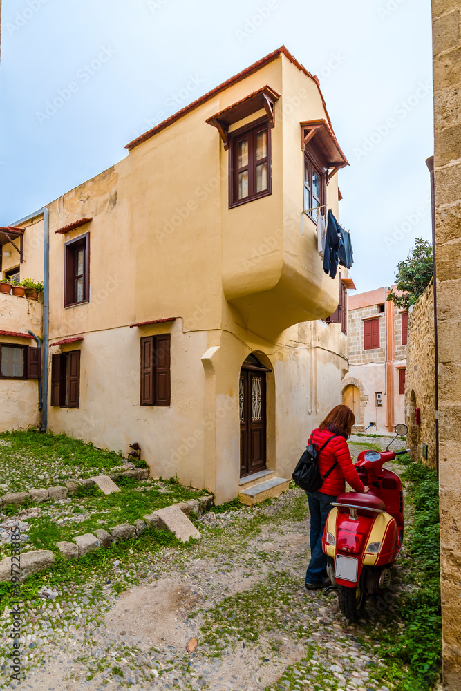 Rhodes Old Tpwn atreet view in Rhodws Island of Greece