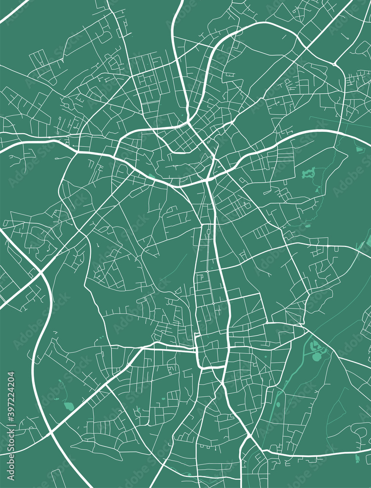 Vector map of Monchengladbach, Germany, State of Germany. Street map art poster illustration.