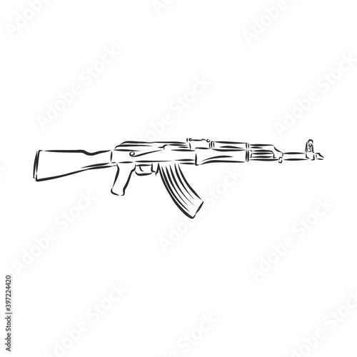 Assault rifle . Doodle style. assault rifle vector sketch illustration