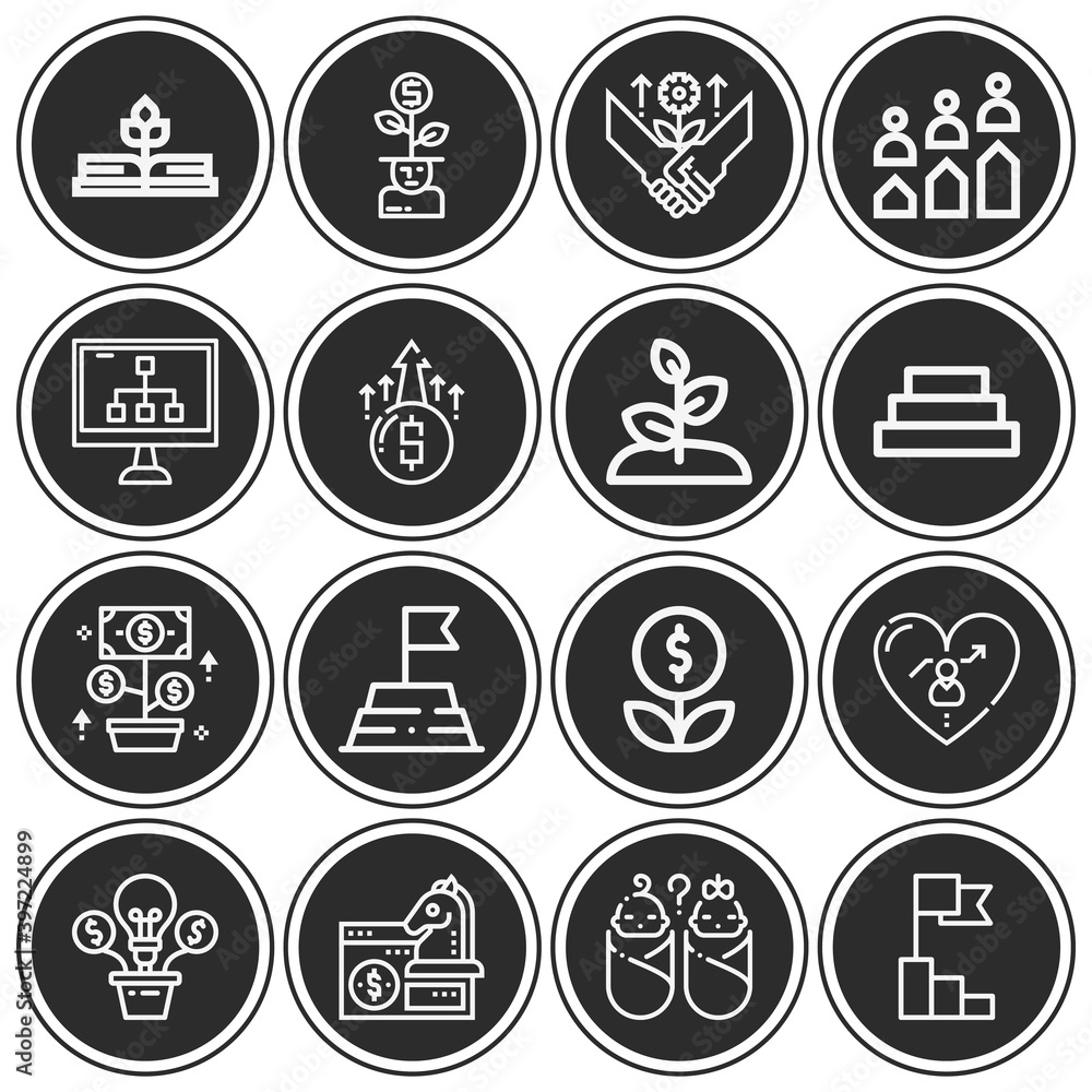16 pack of aspiration  lineal web icons set