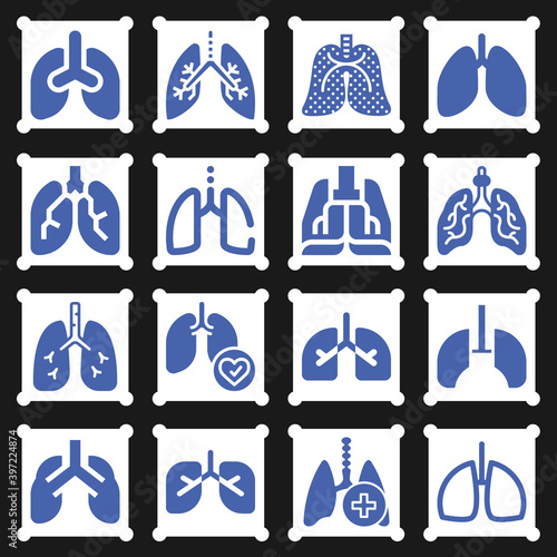 16 pack of bronchial tubes  filled web icons set