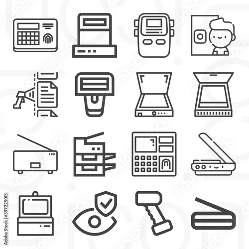 16 pack of scanner  lineal web icons set