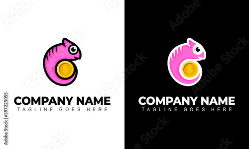 Chameleon logo design. Lizard animal, Exotic animal, Chameleon logo template. Creative chameleon logo icon design