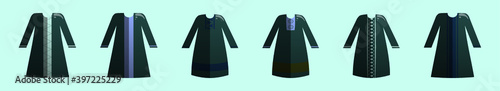set of abaya cartoon icon design template with various models. vector illustration isolated on blue background