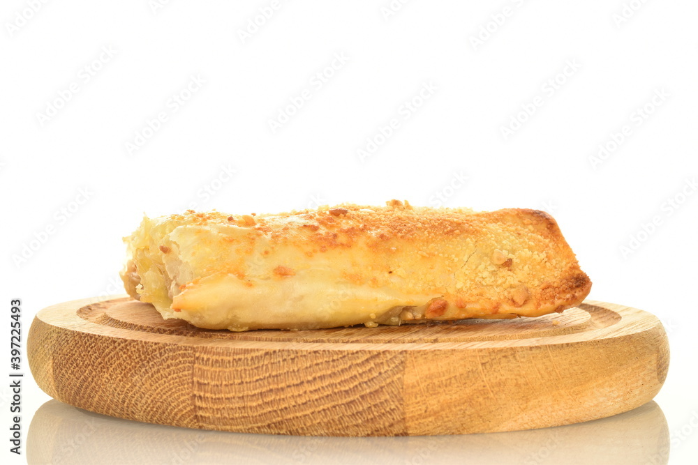 Homemade apple mini strudel, close-up isolated on white. Homemade apple mini strudel, close-up isolated on white.