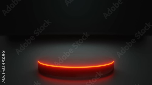 Black Circle stage or podium with neon lights for your product dark background 3D rendering