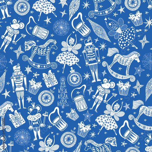 Christmas vector seamless Nutcracker pattern.  Seamless pattern can be used for wallpaper, pattern fills, web page background, surface textures.