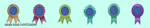 set of cockade with ribbon cartoon icon design template with various models. vector illustration isolated on blue background