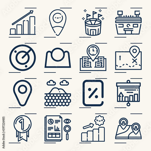 Simple set of statistically related lineal icons.