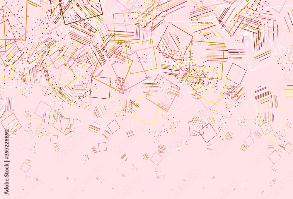 Obraz premium Light Green, Red vector texture with poly style with circles, cubes.