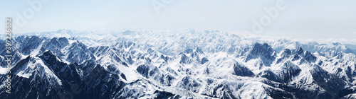 snow covered mountains from the top of Kazbegi