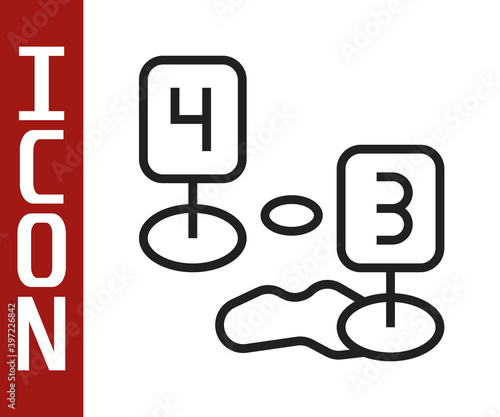 Black line Marker of crime scene icon isolated on white background. Vector.