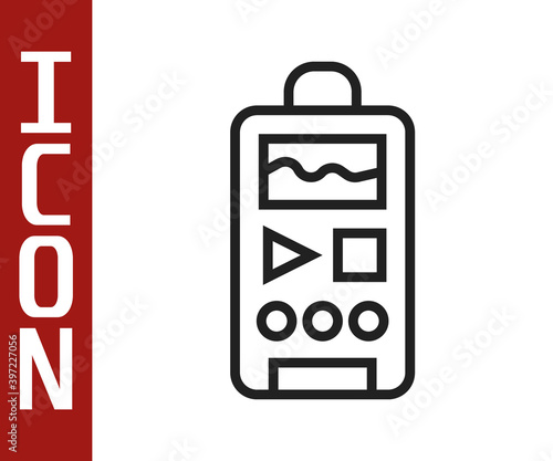 Black line Dictaphone icon isolated on white background. Voice recorder. Vector.