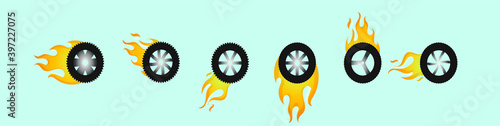 set of burn out cartoon icon design template with various models. vector illustration isolated on blue background