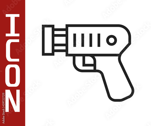 Black line Police electric shocker icon isolated on white background. Shocker for protection. Taser is an electric weapon. Vector.