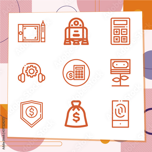 Simple set of 9 icons related to expenses