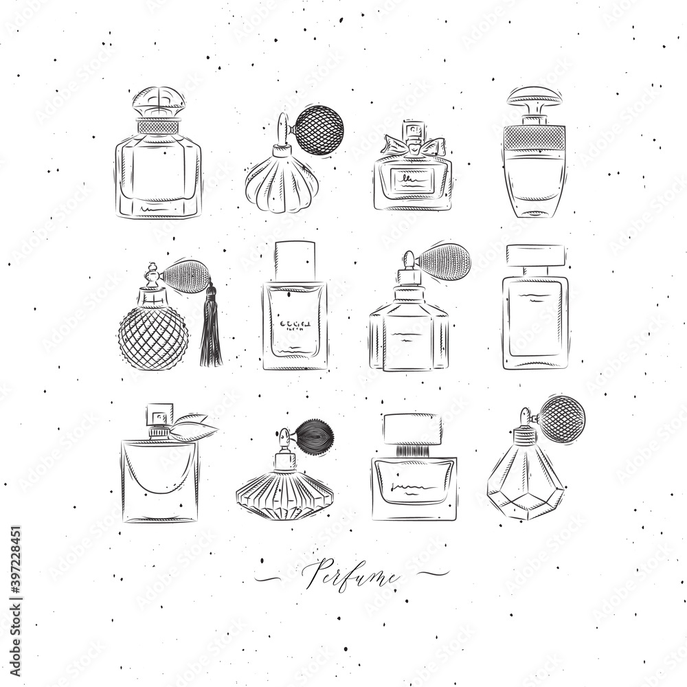 Perfume vintage bottles white