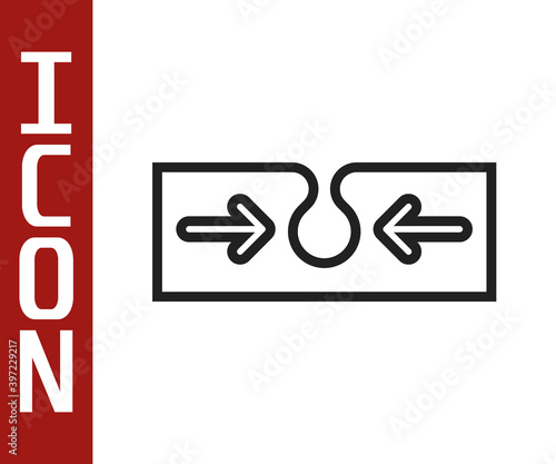 Black line Acne icon isolated on white background. Inflamed pimple on the skin. The sebum in the clogged pore promotes the growth of a bacteria. Vector.