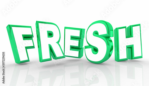 фотографія Fresh Word Green Letters Original New Good Natural 3d Illustration