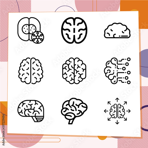 Simple set of 9 icons related to wonder child