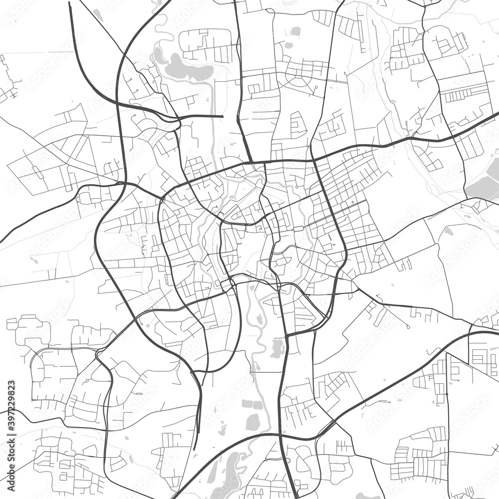Urban city map of Braunschweig. Vector poster. Grayscale street map.
