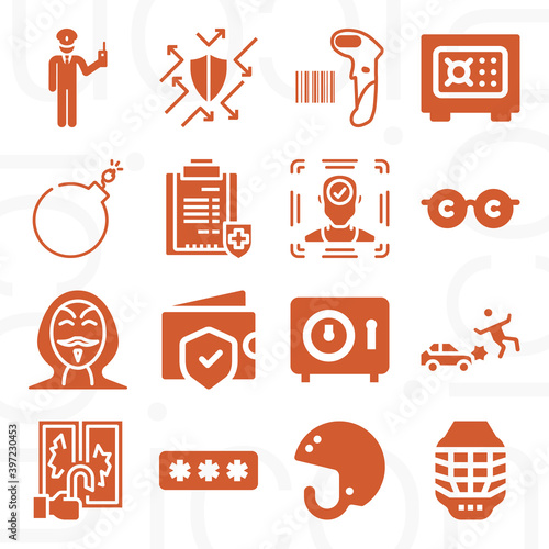 16 pack of fastened  filled web icons set