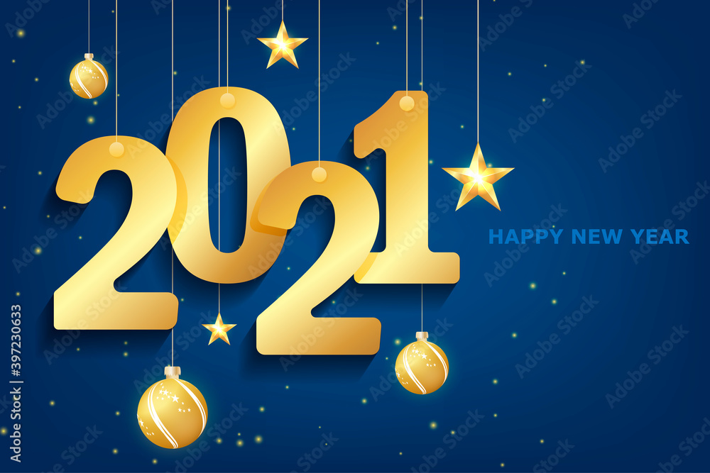 Naklejka premium Blue 2021 new year on white background. Merry christmas greeting card. Vector background. Calendar 2021. Festive event banner. Logo design. White background. Blue christmas night background.