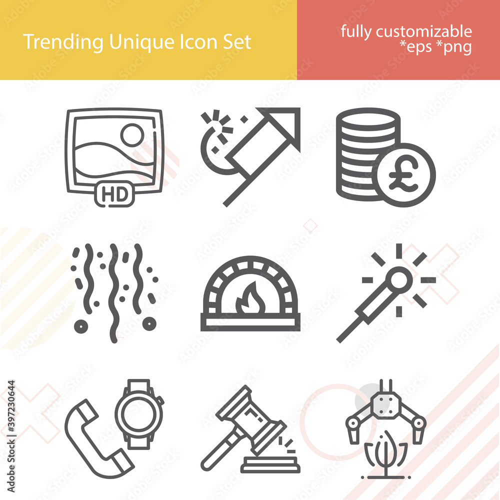 Simple set of pound related lineal icons.