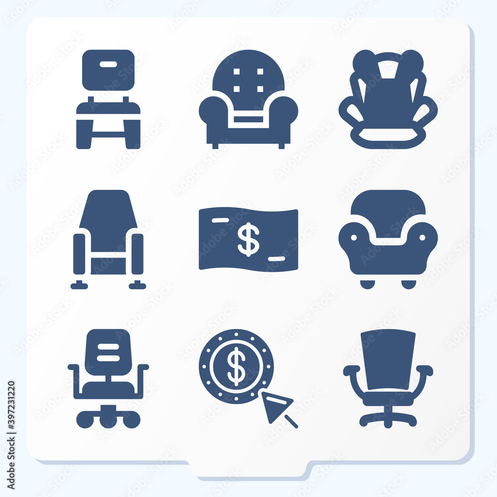 Simple set of 9 icons related to president Simple set of 9 icons related to president