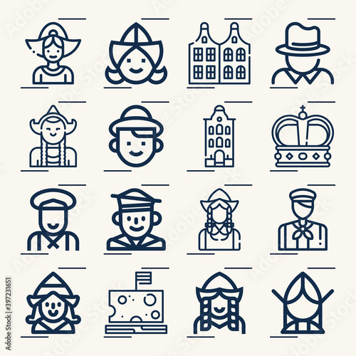 Simple set of amsterdam related lineal icons.