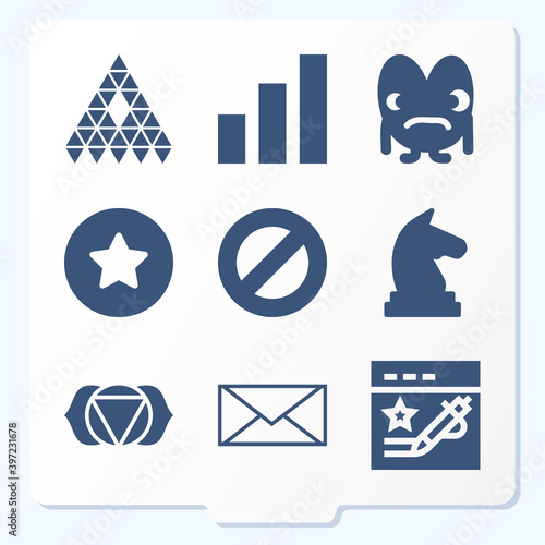 Simple set of 9 icons related to goldstein photo