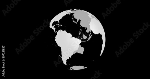 Rotating transparent Earth Globe Map