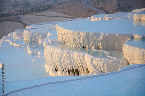 Pammukale travertines filled with water. Turkey