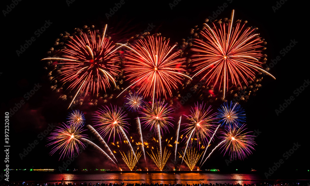 Pattaya Fireworks Festival 2020 at Pattaya Beach, Thailand