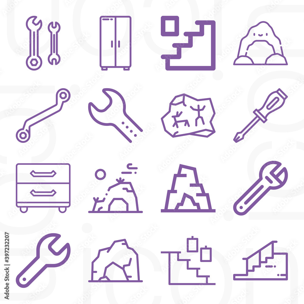16 pack of basement lineal web icons set 16 pack of basement lineal web icons set