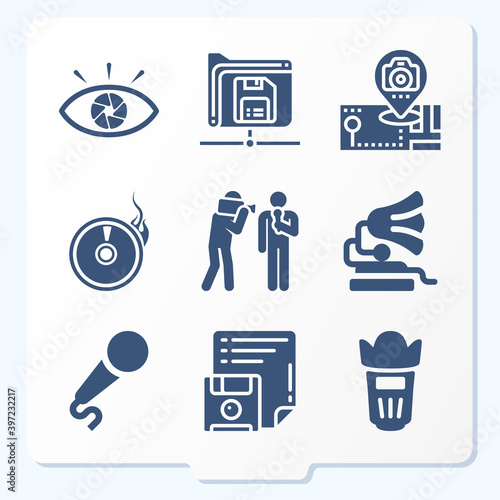 Simple set of 9 icons related to diaphragm