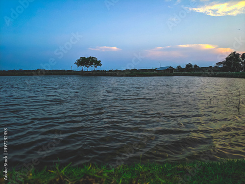 sunset over the lake