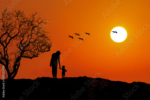 Parenting - Mother and baby silhouette
