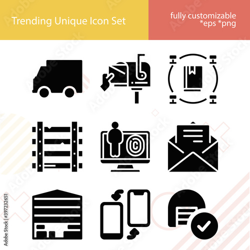 Simple set of delivery related filled icons.